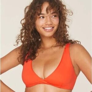 Andie Swim The Belmar Bikini Top Sire Orange NWT Size Large